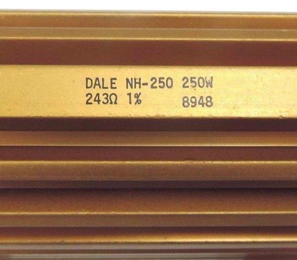 Used NEW DALE NH-250 POWER RESISTOR 250W, 243 OHM, 1%, 8948 FINNED ALUMINUM HOUSING
