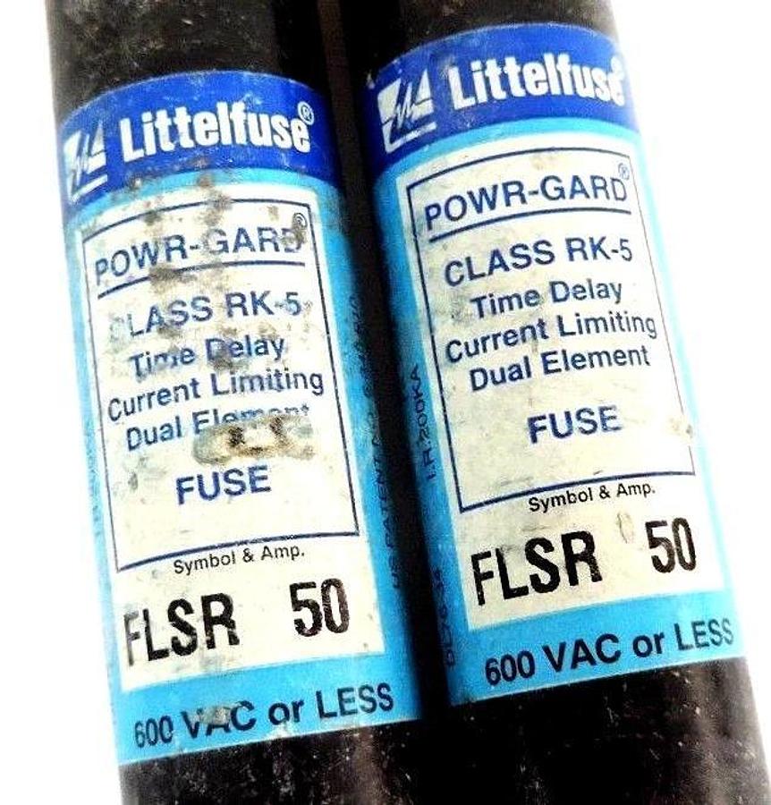 Used LOT OF 2 LITTELFUSE FLSR-50 POWR-GARD CLASS RK-5 FUSES FLSR50