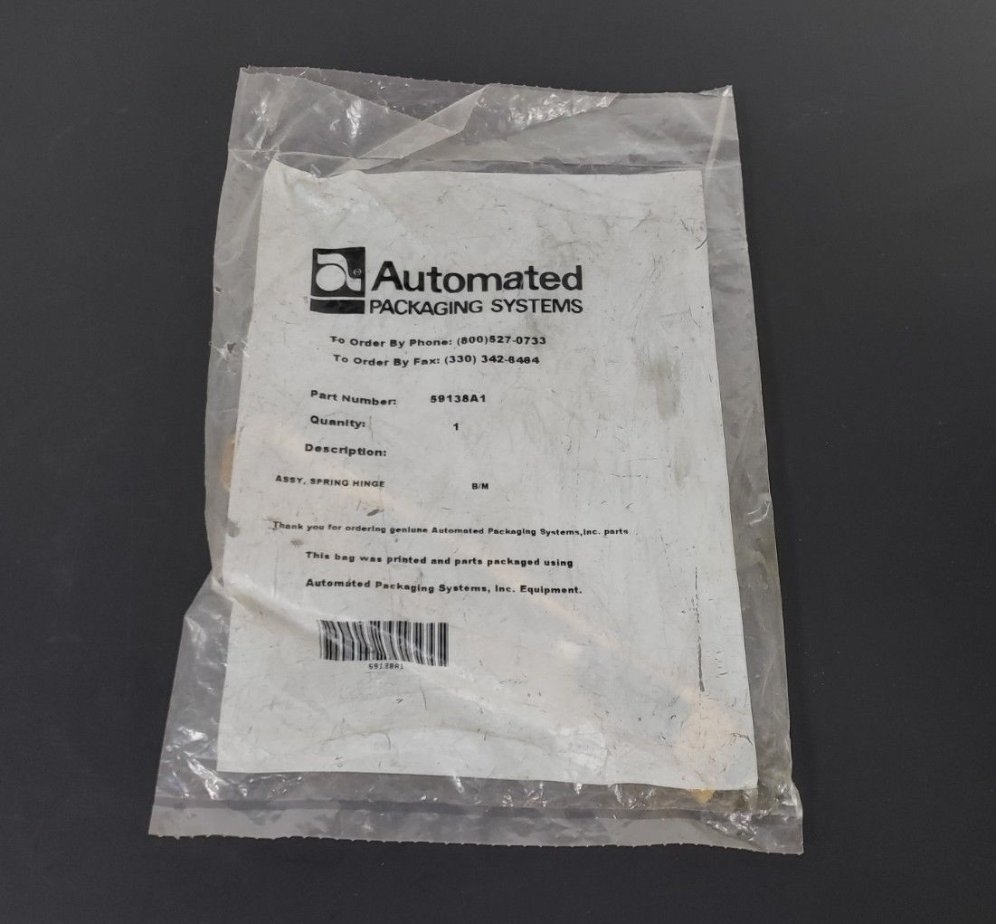 NIB AUTOMATED PACKAGING SYSTEMS 59138A1 SPRING HINGE ASSY