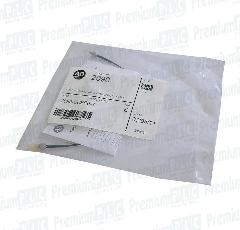 Used NEW ALLEN BRADLEY 2090-SCEP0-3 SER. E KINETIC .3m FIBER OPTIC CABLE ASSEMBLY