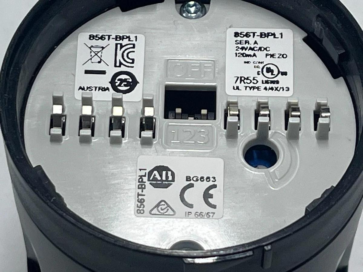 ALLEN BRADLEY 856T-BPL1 SER A STACK LIGHT 70MM IN LINE SOUND MODULE 24V AC/DC