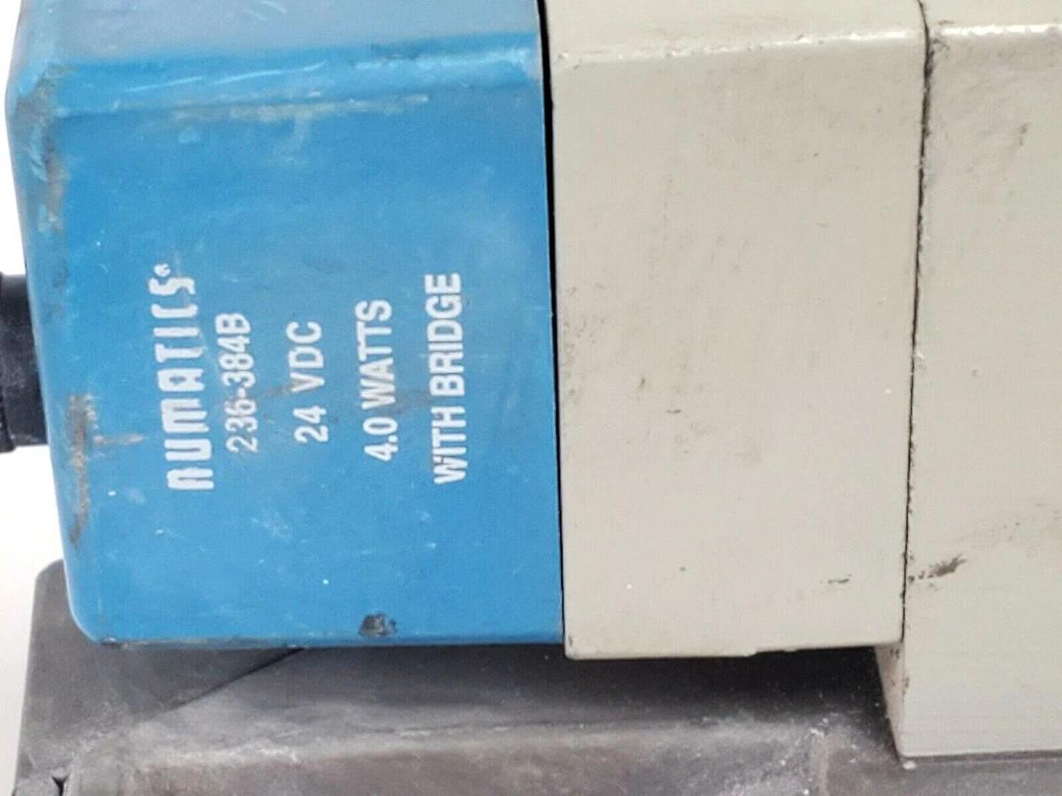 Used NUMATICS I13BA43AMP00061 PNEUMATIC VALVE W/ 236-384B COIL 24VDC 4W