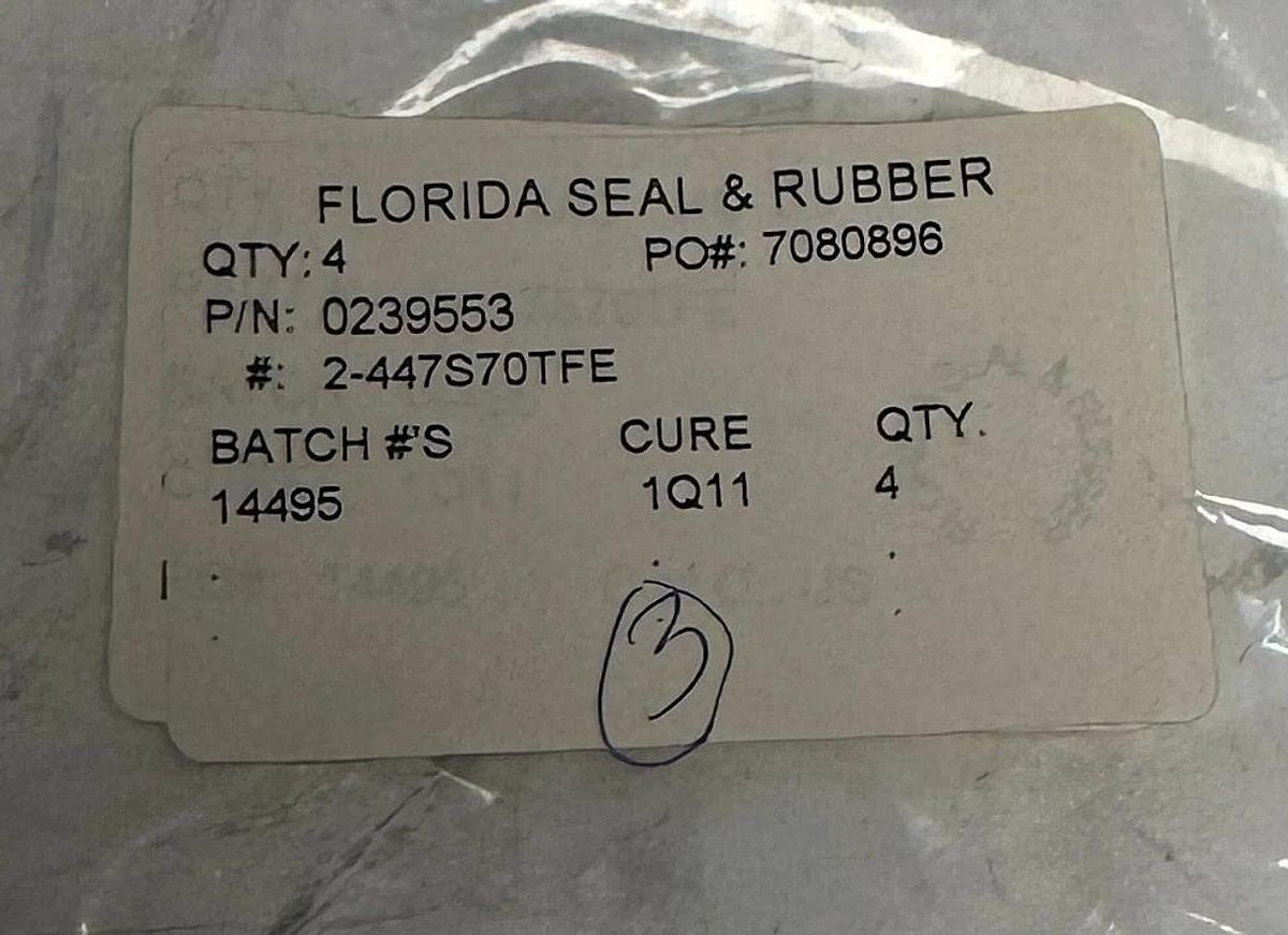 3 FLORIDA SEAL & RUBBER 2-447S70TFE / 0239553 RING SEALS OEM NSMP