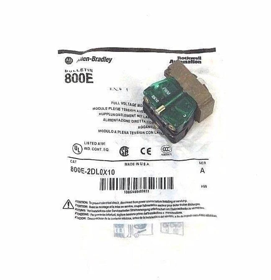 Used NIB ALLEN BRADLEY 800E-2DL0X10 FULL VOLTAGE MODULE WITH LATCH SER A 800E2DL0X10