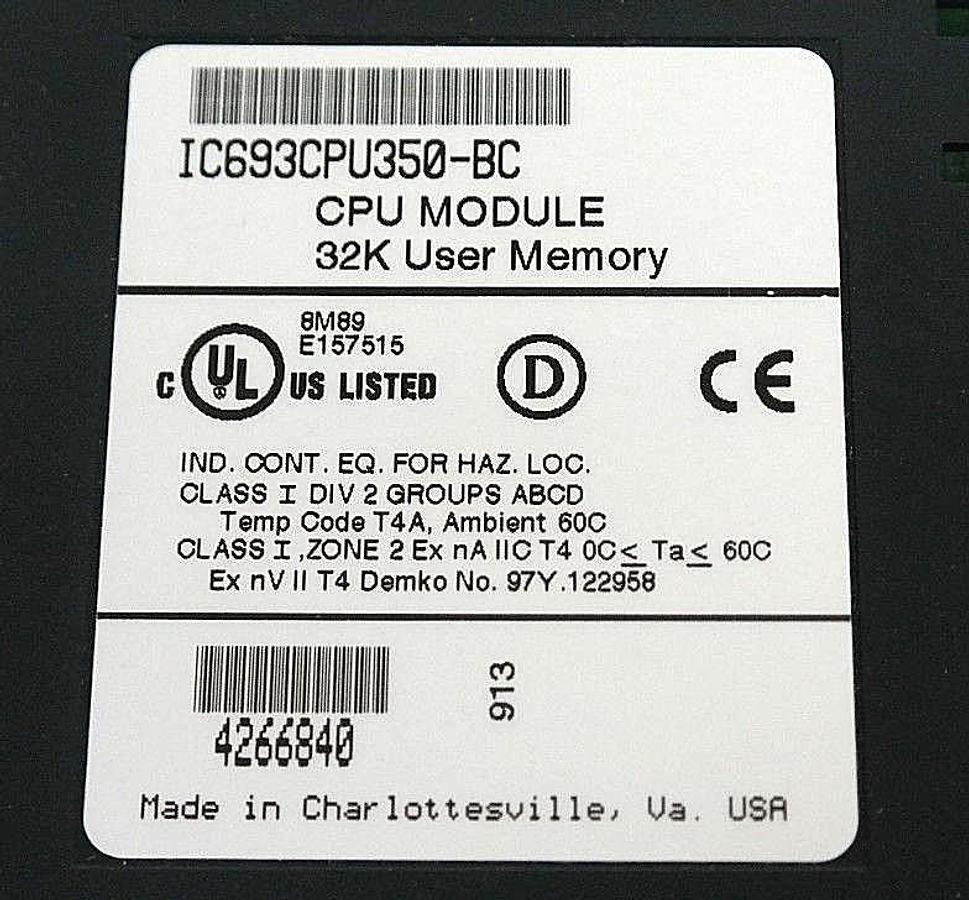 Used GE FANUC IC693CPU350-BC CPU MODULE 32K USER MEMORY IC693CPU350BC