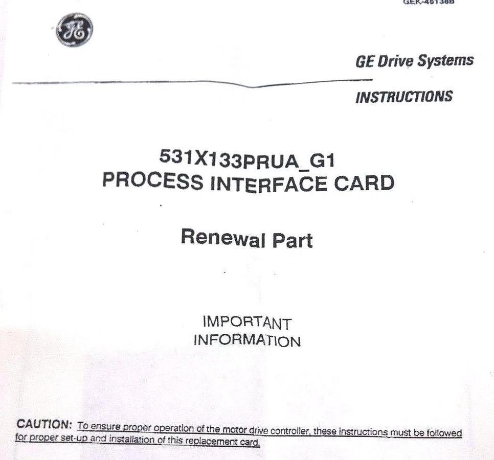 Used NIB GE GENERAL ELECTRIC 531X133PRUAPG1 PROCESS INTERFACE C-ESS F31X133PRUAPG1
