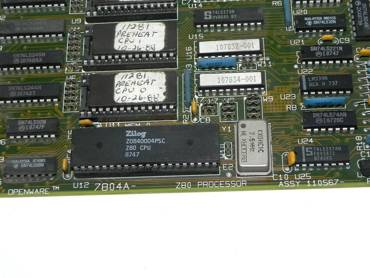 Used GD CALIFORNIA INC PWB 110568-002 PROCESSOR CARD Z80, PWB110568002, PWB110568-002