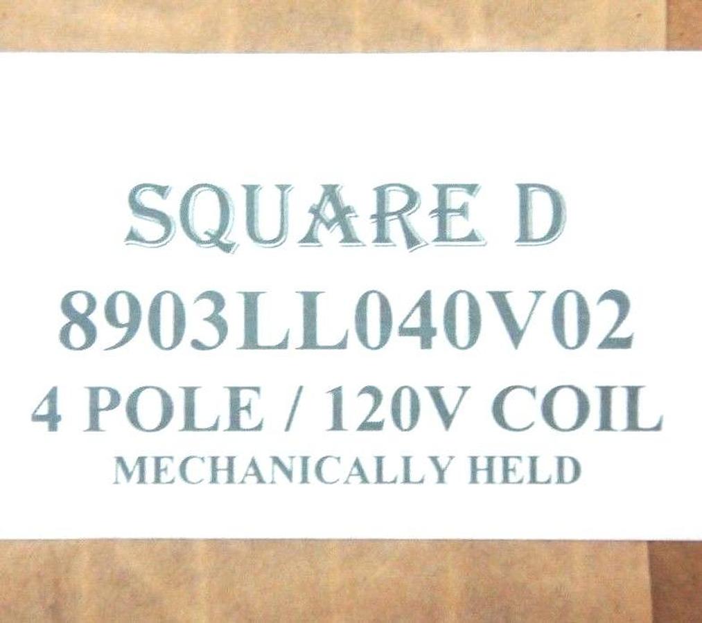 Used SQUARE D 8903LL040V02 CONTACTOR 4-POLE, 120V COIL, 8903LLO40V02