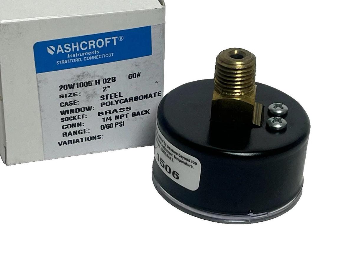 Lot of 5 Ashcroft 20W1005H02B 60# Pressure Gauge 2" Dial 0-60 PSI 1/4" NPT