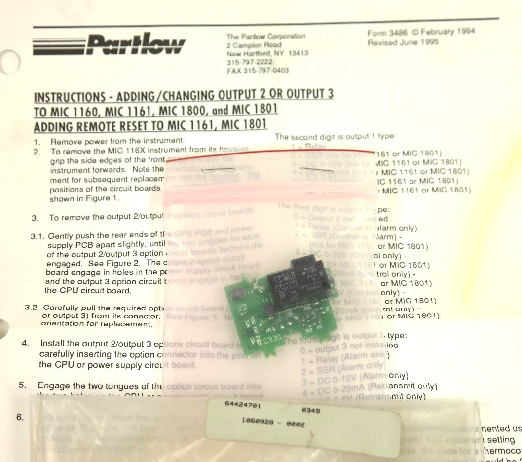 Used NEW PARTLOW 64424701 KIT FLD ADD RLY OUT