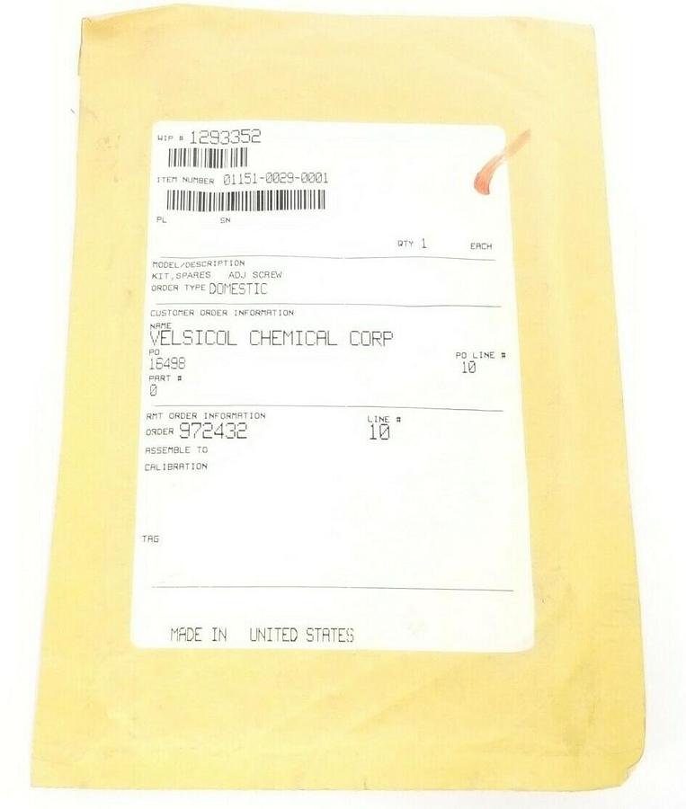Used NEW FISHER ROSEMOUNT 01151-0029-0001 KIT, SPARES ADJ SCREW 0115100290001