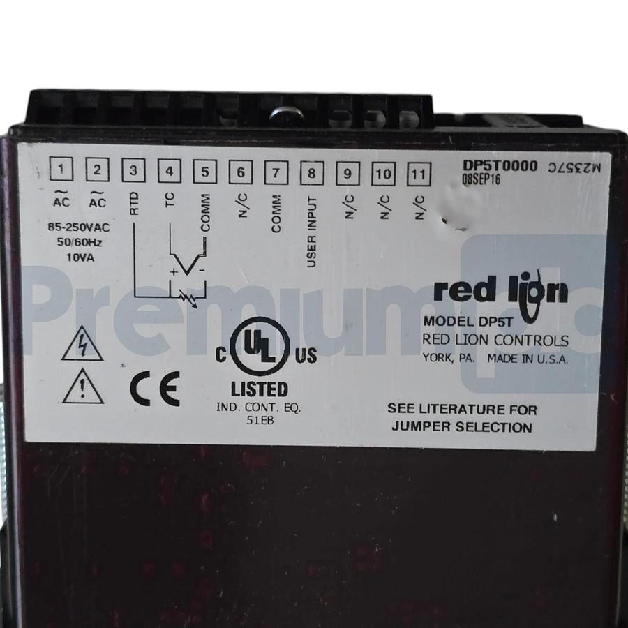 Red Lion DP5T 5-Digit RTD Temperature Panel Meter 85-250VAC DP5T0000 NSMP (read)