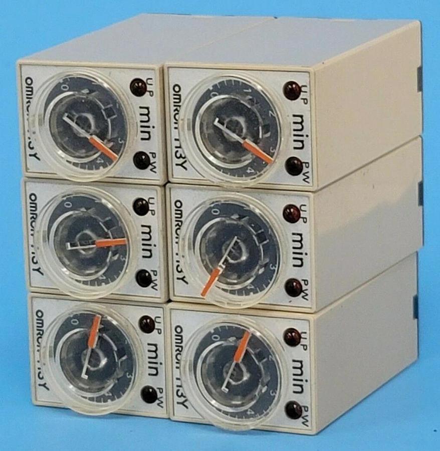 Used LOT OF 6 OMRON H3Y-2 TIMERS H3Y2 120VAC 0-5 MINUTE