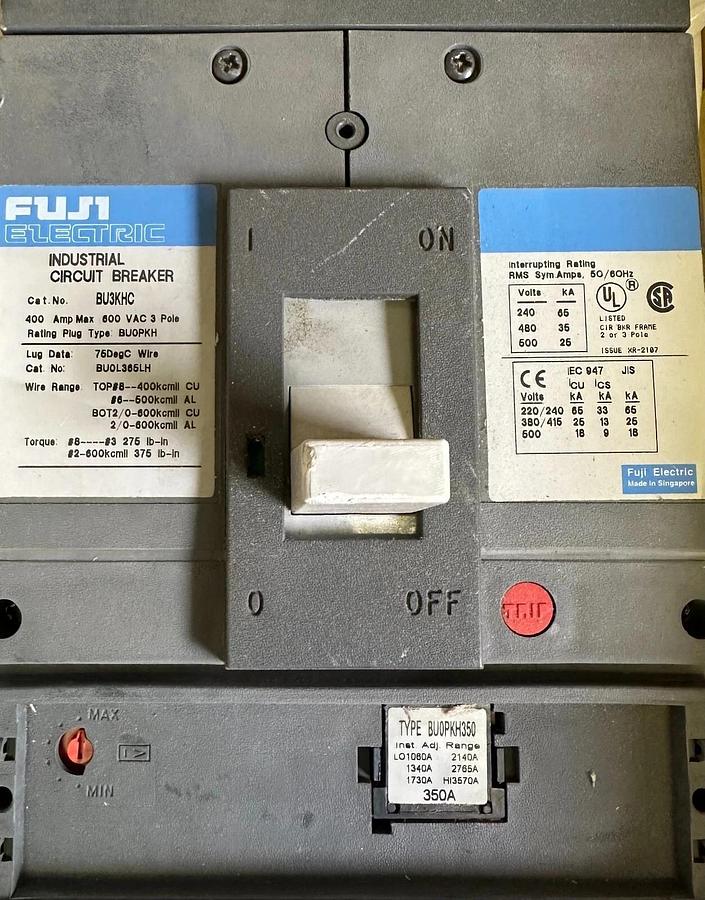 NEW FUJI ELECTRIC BU3KHC-350L1W / BU3KHC CIRCUIT BREAKER 350A 600V 3-POLE