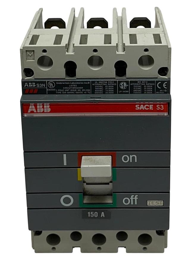 Used ABB SACE ISOMAX S3N150 / XR-2394 / S3N SACE S3 CIRCUIT BREAKER 150A 600V USNP