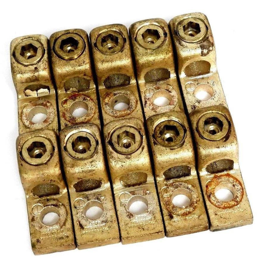 Used LOT OF 10 BURNDY N400-500 COPPER LUG CONNECTORS N400500