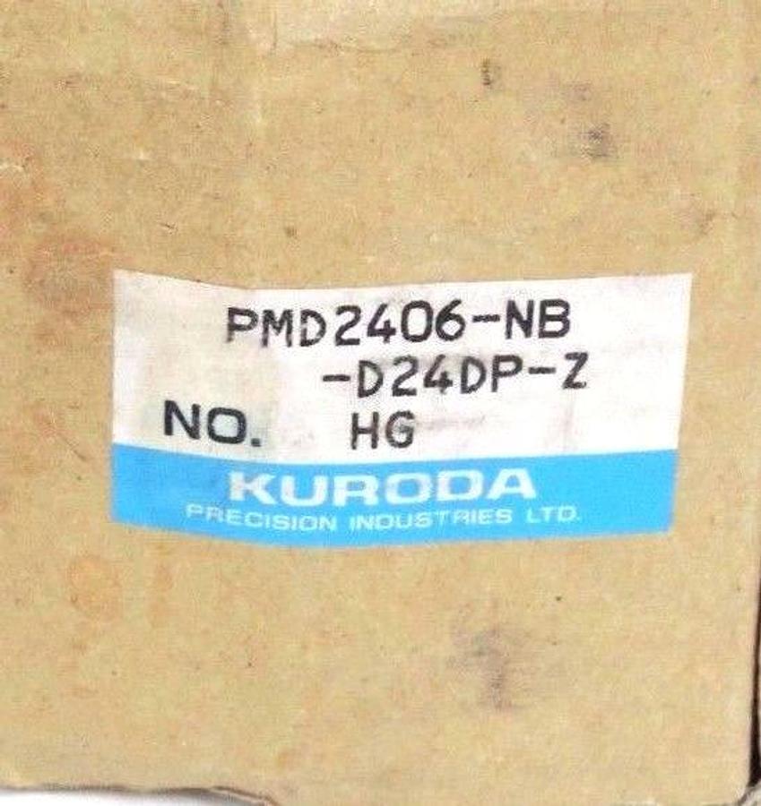 Used NIB KURODA PMD2406-NB-D24DP-Z SOLENOID VALVE HG, .2/.8MPA W/ AHR DC-24 COILS