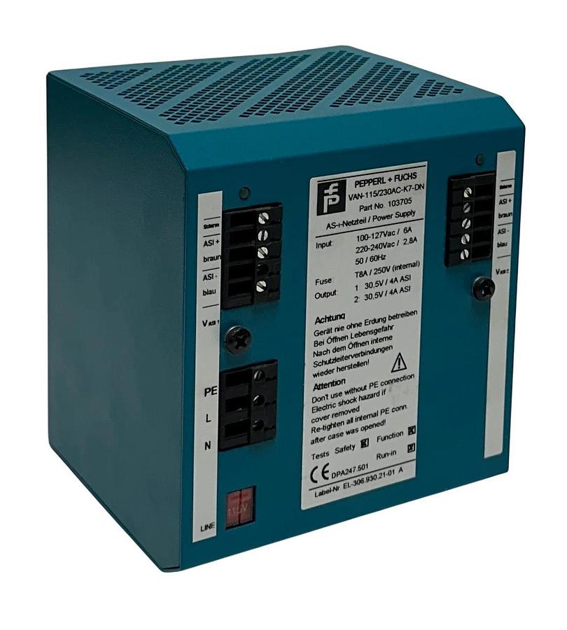 Used PEPPERL+FUCHS VAN-115/230AC-K7-DN / 103705 POWER SUPPLY 100-240VAC INPUT USNP