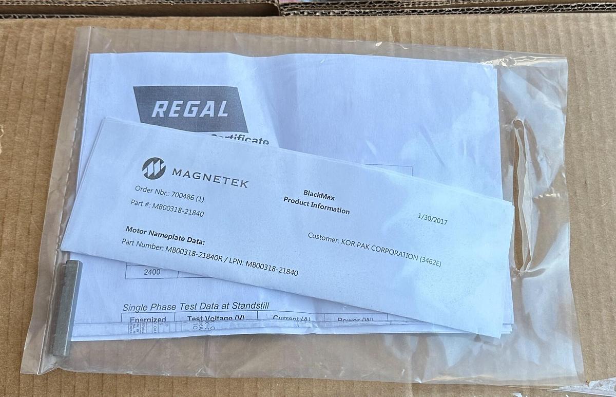 Used NEW MAGNETEK ME MB00318-21840 / SA184THTL7756BB BLACK MAX MOTOR 5-3HP MB00518