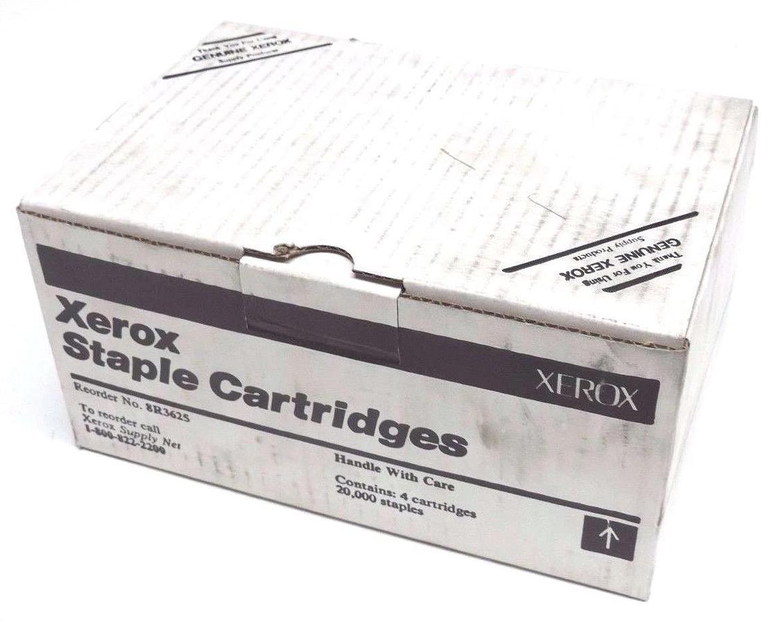 Used BOX OF 4 NEW XEROX 8R3625 STAPLE CARTRIDGES TO RECORDER, 502P18311