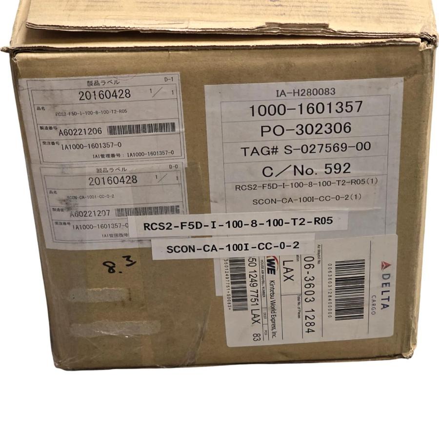 IAI RCS2-F5D-I-100-8-100-T2-R05 ROBO CYLINDER ACTUATOR W/SCON-CA-100I-CC-0-2 NEW