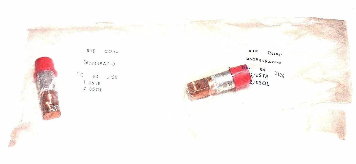 LOT OF 2 NEW RTE CORP 2609459A05B TERMINAL CONNECTORS DC 84 3186, 1/0STR, 2/0SOL