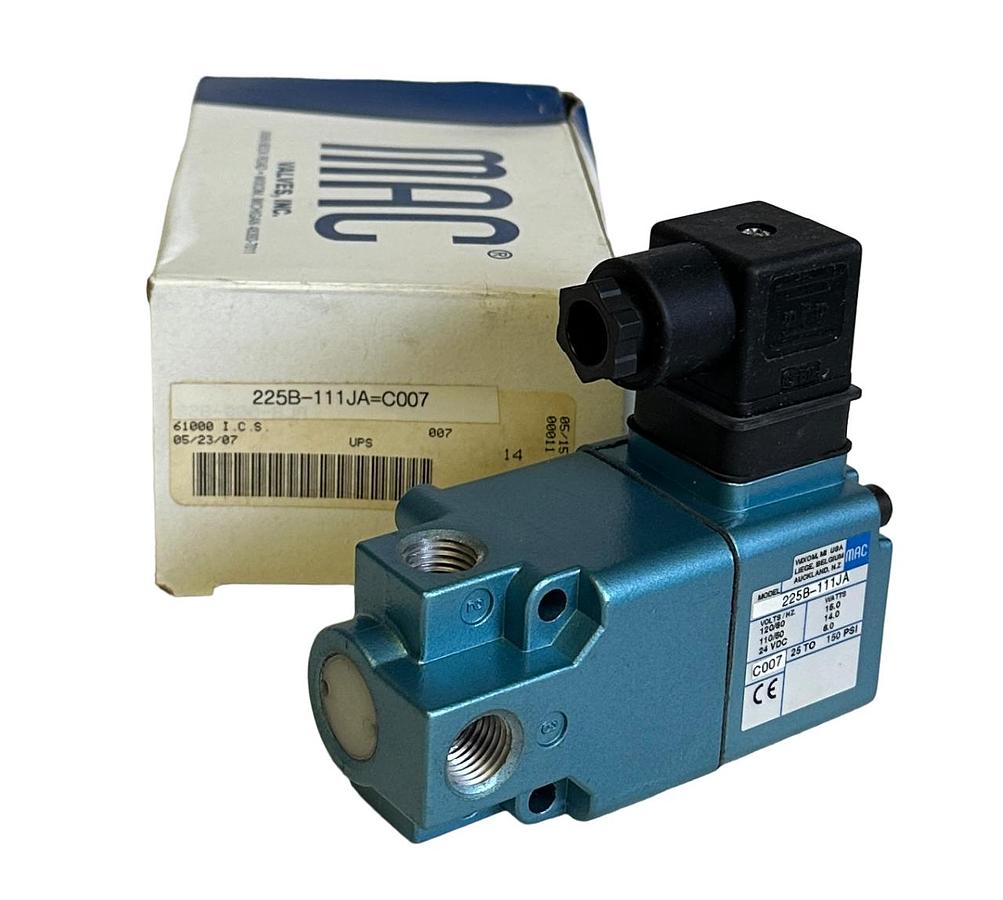 Used NEW MAC 225B-111JA / 225B111JA 3-WAY SOLENOID VALVE 200 SERIES 225B-111JA=C007