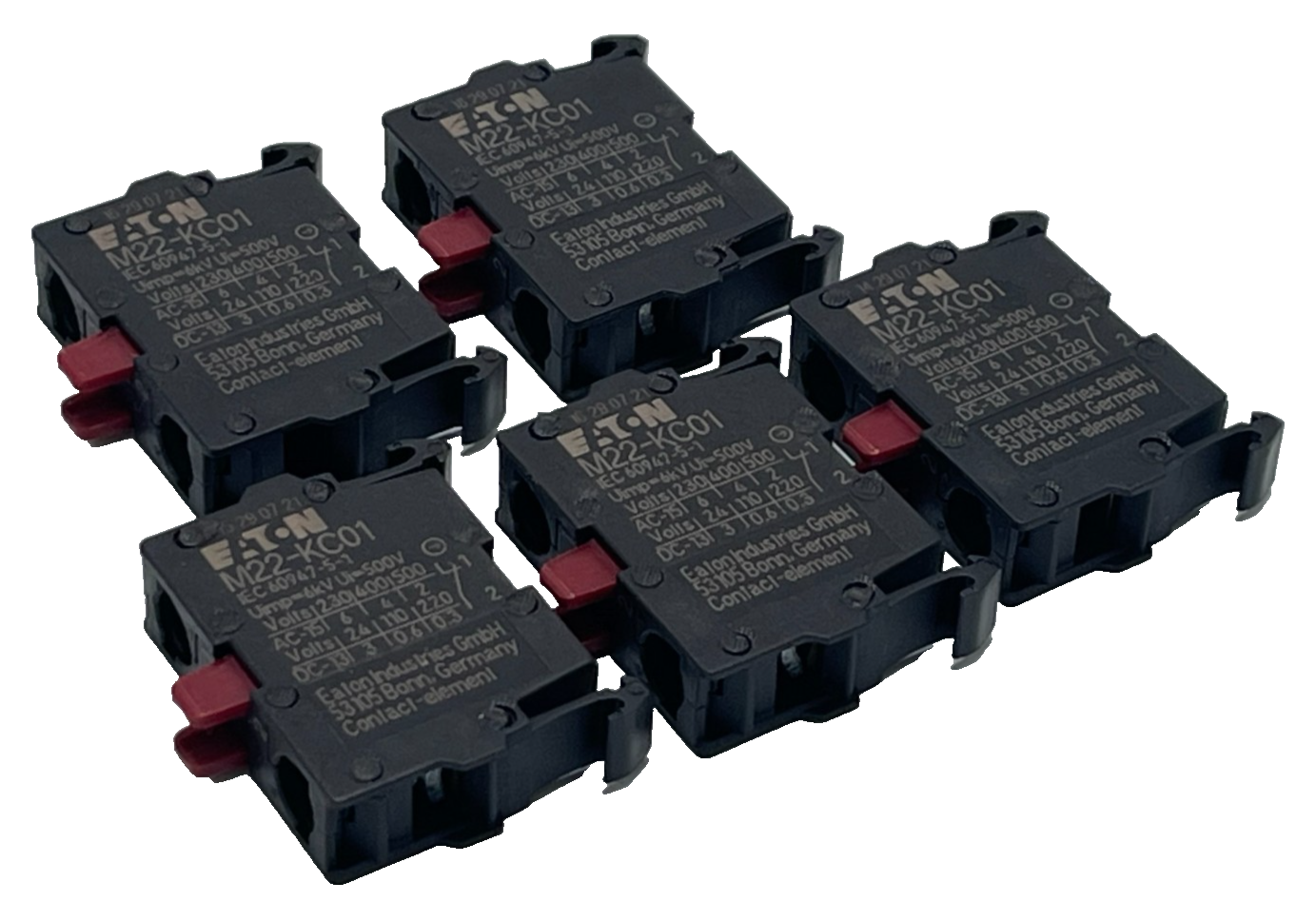 Used LOT OF 5 Eaton M22-KC01 22.5mm Contact Block 1 NC for M22 Pushbutton, NSNP