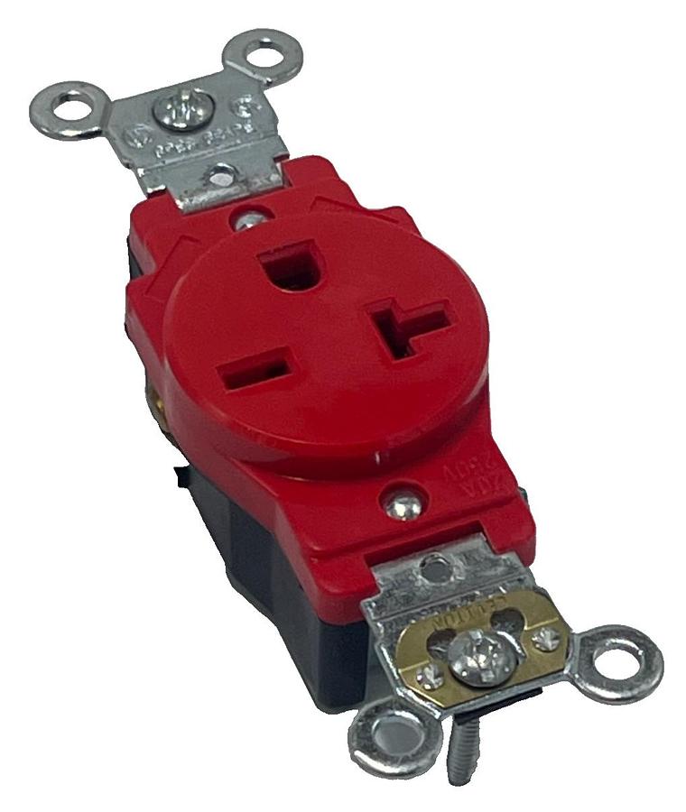 Used LEVITON 5461-R Duplex Receptacle Industrial Red 20A 125V NEMA 5-20R, NSMP