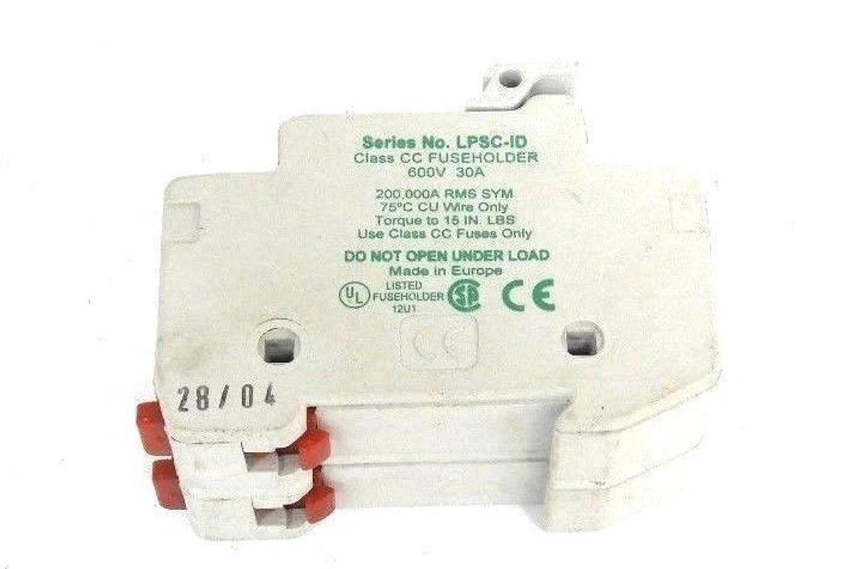 Used LOT OF 2 LITTLEFUSE LPSC-ID FUSEHOLDERS LPSCID 600V 30A W/ TWO KLDR 2 FUSES