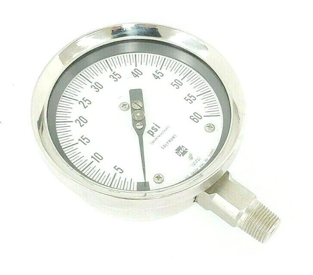 Used NEW U.S. GAUGE DIAL NO. 33003 SOLFRUNT PRESSURE GAUGE 0-60psi
