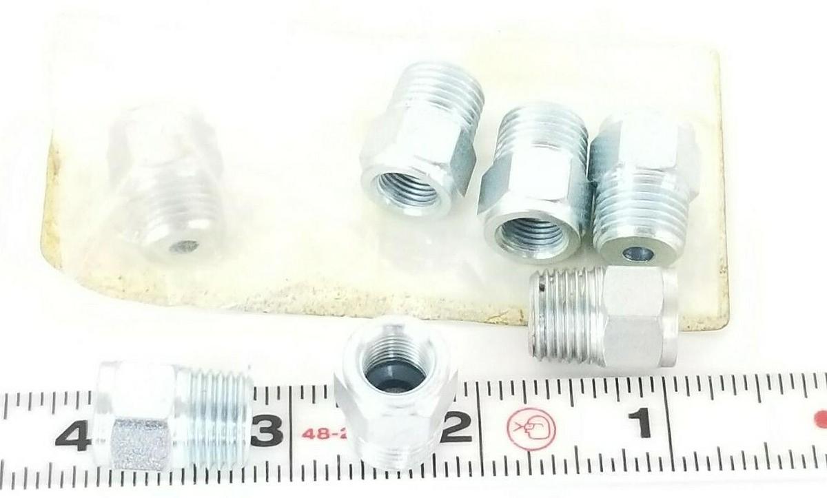 Used LOT OF 7 NEW OMV 018045241 CONNECTORS 03.206.0 1/4'' IN. THREAD OUT 1/8'' IN. IN