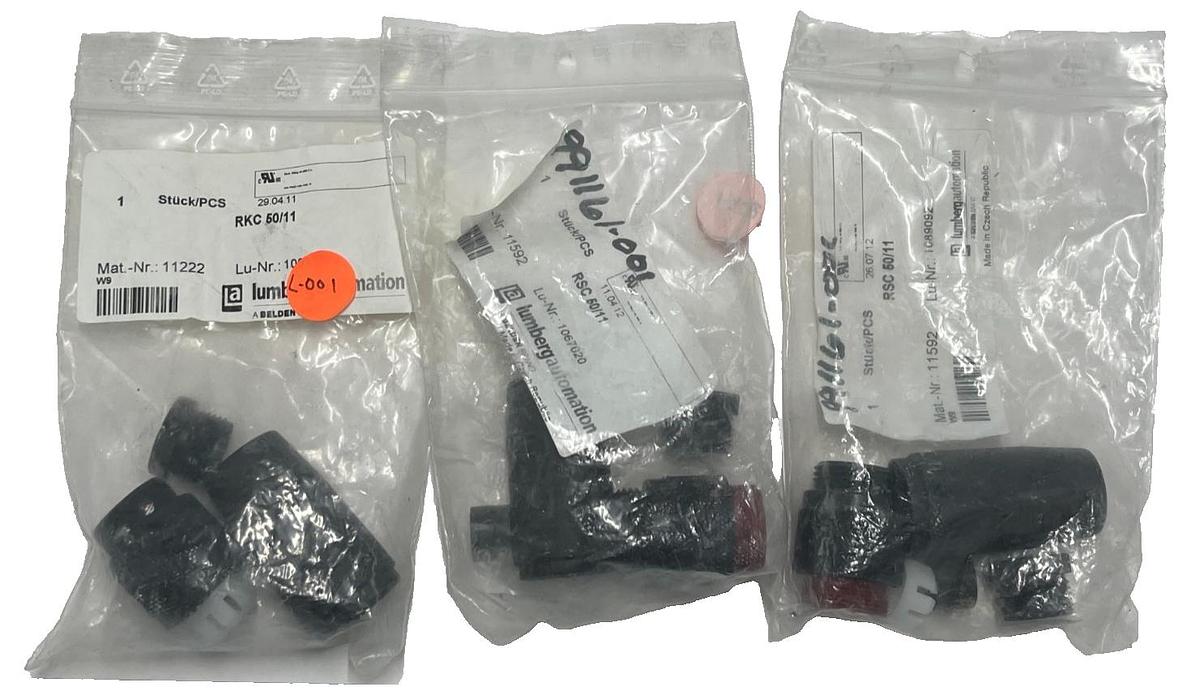Used LOT OF 3 Lumberg RSC 50/11 7/8" Mini Power Connector 5-Pin Male IP67 11592