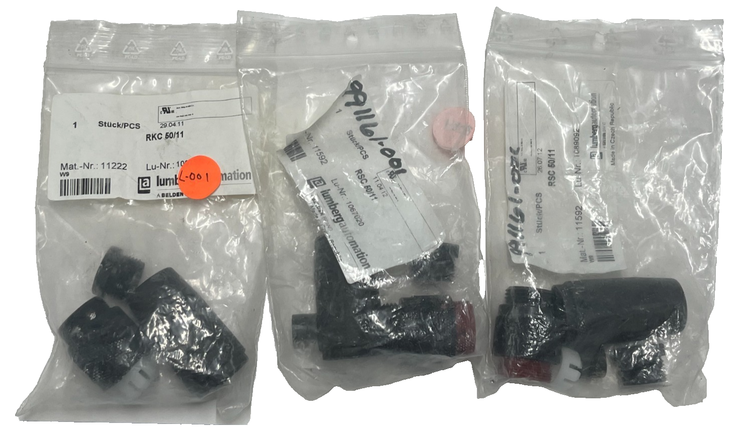Used LOT OF 3 Lumberg RSC 50/11 7/8" Mini Power Connector 5-Pin Male IP67 11592