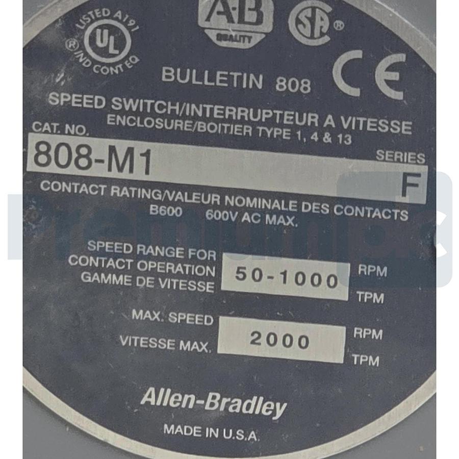 Allen Bradley 808-M1 /F Speed Switch Style M High Speed 50-1000RPM 808M1 NSMP