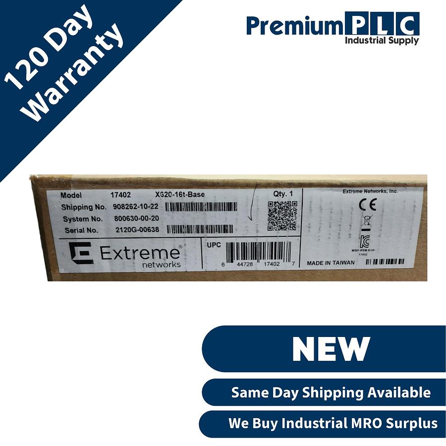 Used NEW EXTREME NETWORKS X620-16t-Base 10GB RJ-45 EDGE ETHERNET SWITCH 17402