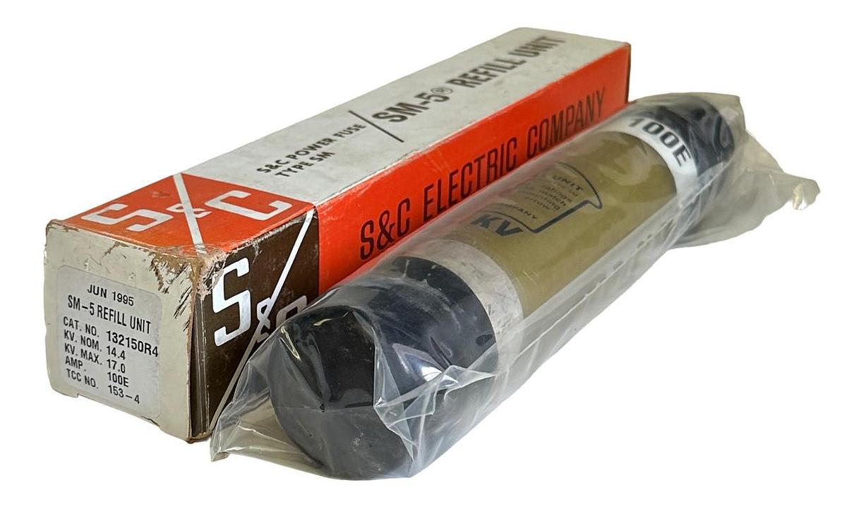 Used NEW S&C 132150R4 / 153-4 SM-5 POWER FUSE REFILL UNIT 100E 17KV MAX 14.4KV NOM