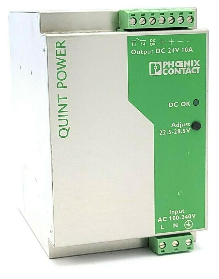 Used PHOENIX CONTACT QUINT-PS-100-240AC/24DC/10 POWER SUPPLY ORDER NO. 2938604