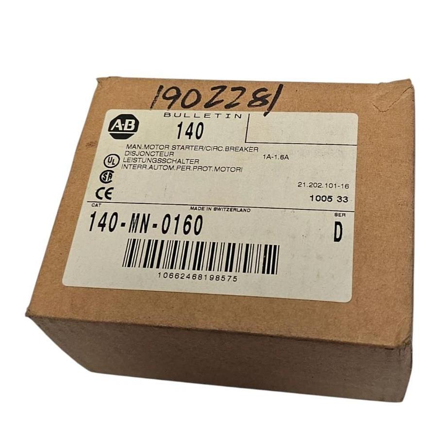 NIB ALLEN BRADLEY 140-MN-0160 STARTER MOTOR PROTECTOR 1-1.6 AMP SER. D