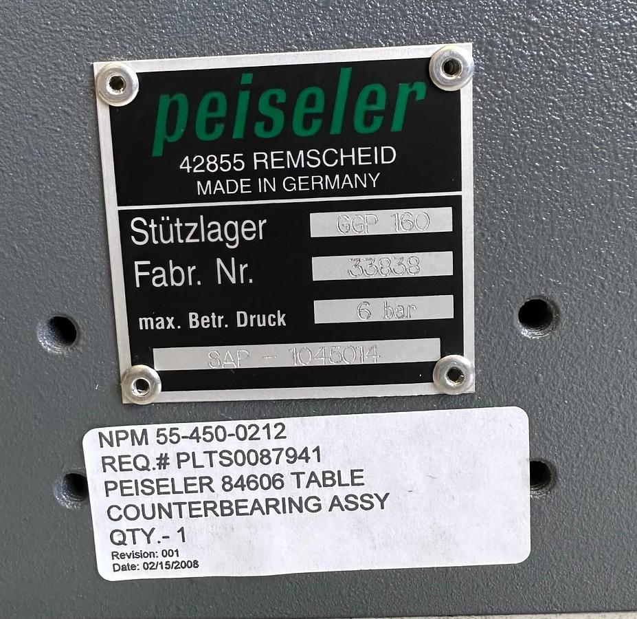 NEW PEISELER GGP-160 / GGP160 TABLE COUNTERBEARING ASSY 55-450-0212 SAP-1045014
