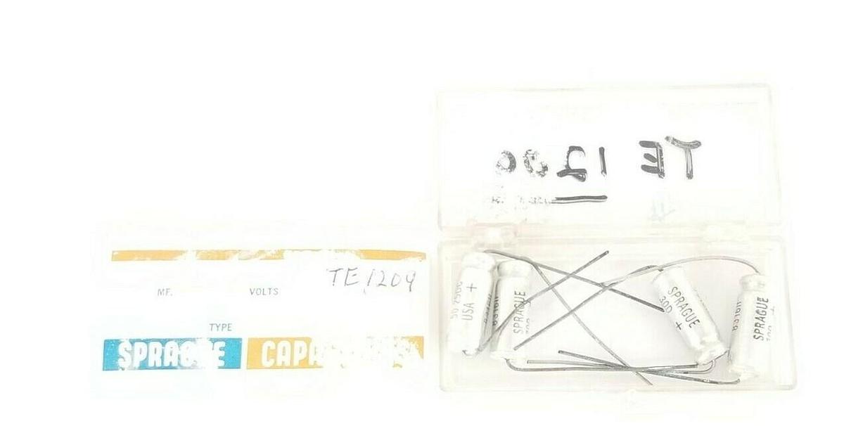 LOT OF 4 NEW SPRAGUE TE-1209 CAPACITORS 50MF, 25V, TE1209