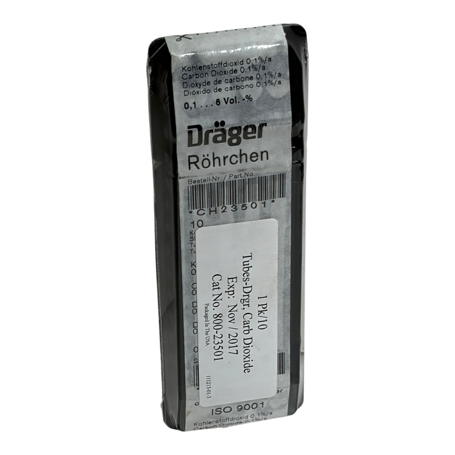 Drager Carbon Dioxide 0.1%/a Short-Term Gas Detector Tubes 10 Pack CH23501