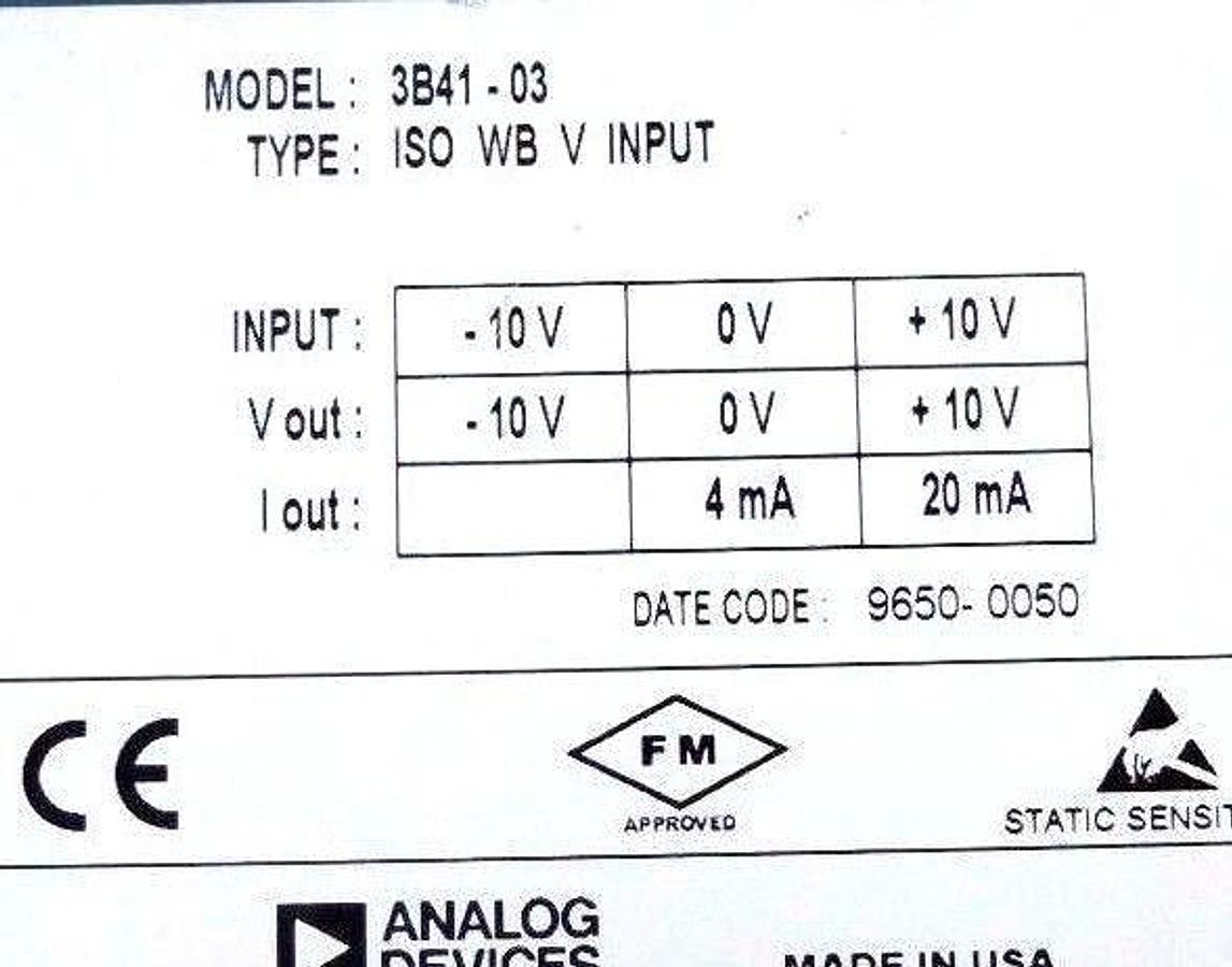 Used ANALOG DEVICES 3B41-03 ISOLATED WIDEBAND V INPUT 3B4103