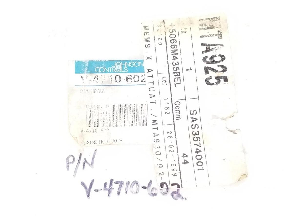 Used JOHNSON CONTROLS V-4710-602 DIAPHRAGM FOR 4R VALVE ACTUATOR, V4710602