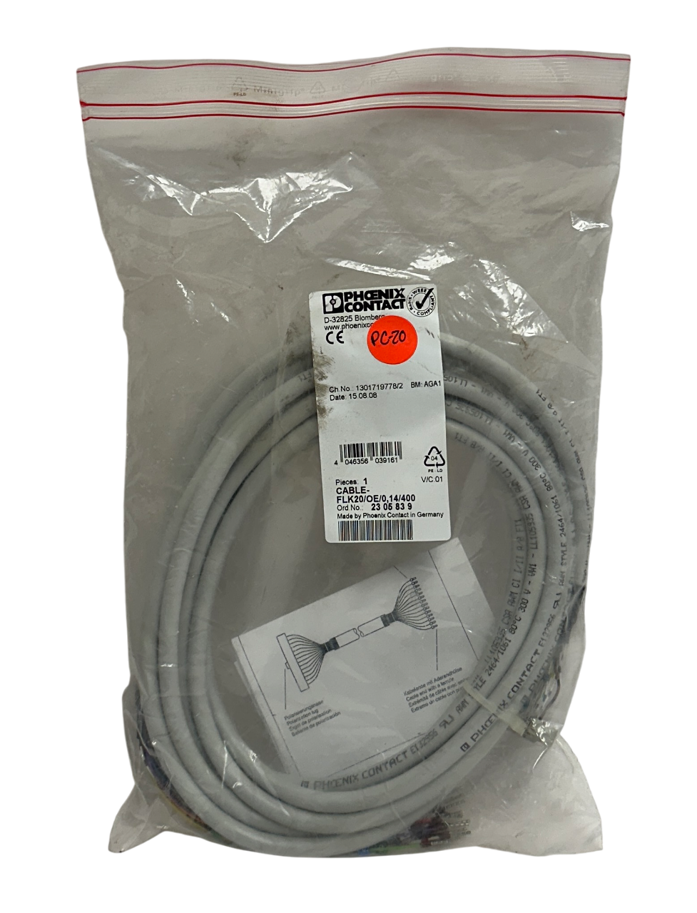 Used PHOENIX CONTACT CABLE-FLK20/OE/0,14/400 / 2305839 CABLE 20-POS 4M OEM NSMP