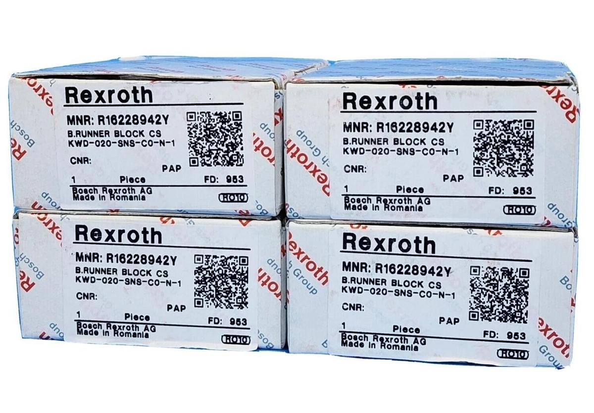 Used LOT OF 4 NIB REXROTH R16228942Y LINEAR RUNNER BLOCKS KWD-020-SNS-C0-N-1