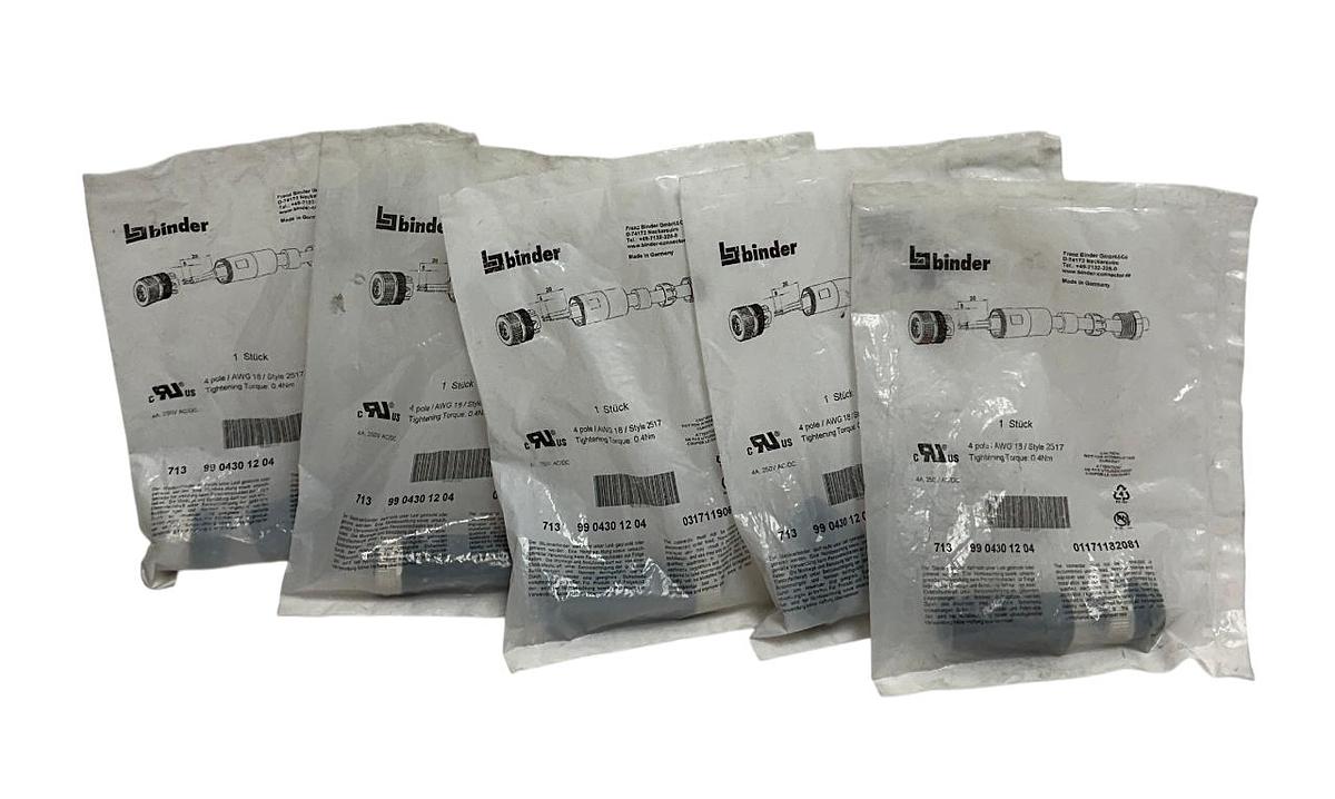 5 BINDER 99 0430 12 04 / 9904301204 CABLE CONNECTORS SERIES 713 4-POLE NSFS