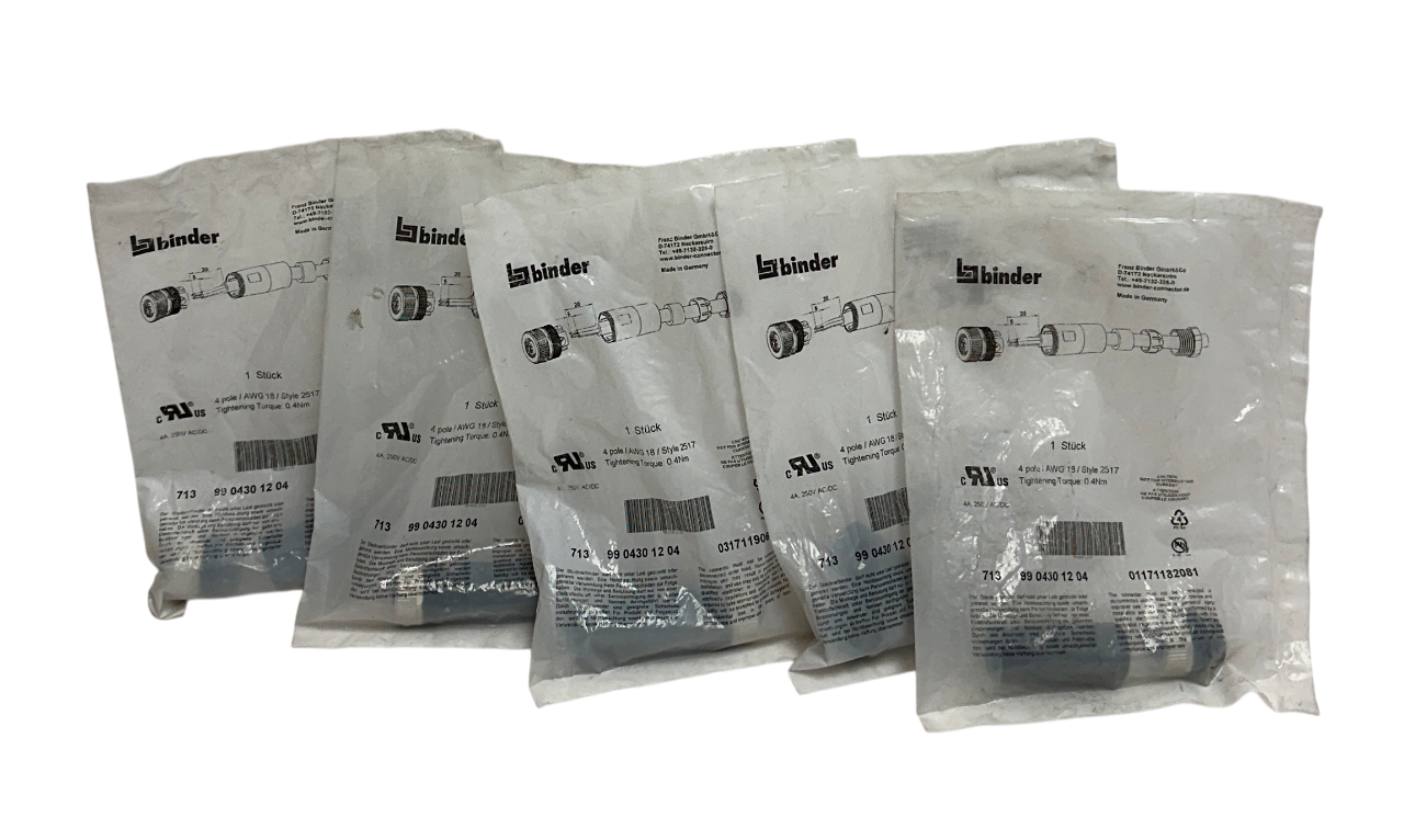 5 BINDER 99 0430 12 04 / 9904301204 CABLE CONNECTORS SERIES 713 4-POLE NSFS