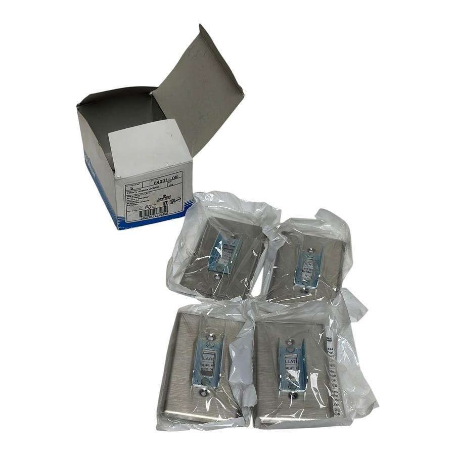 Lot of 4 Leviton 84001-LOK 1-Gang Lockout Toggle Wallplate Stainless Steel New