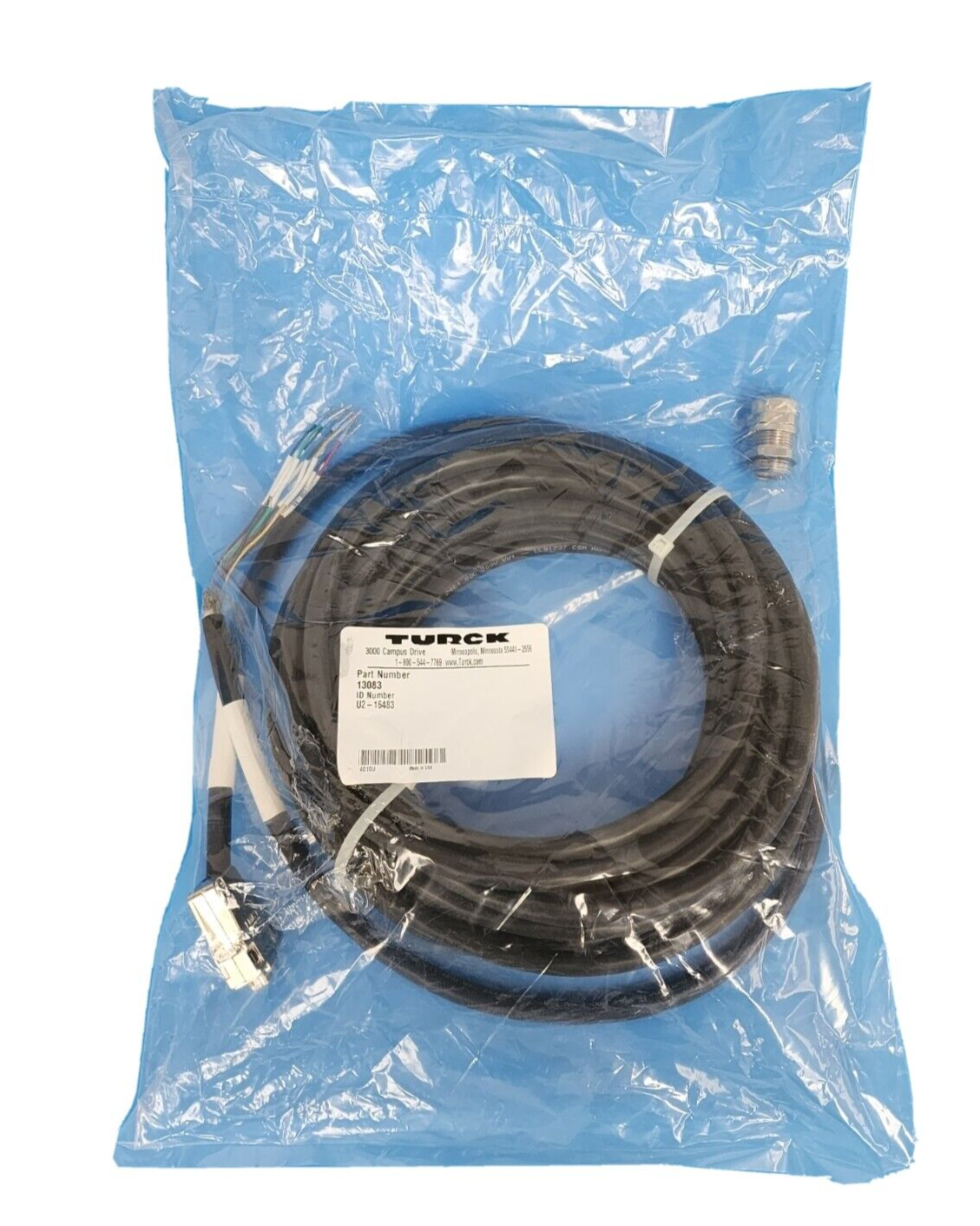 NEW TURCK 13083 CABLE ASSEMBLY ID NO. U2-16483